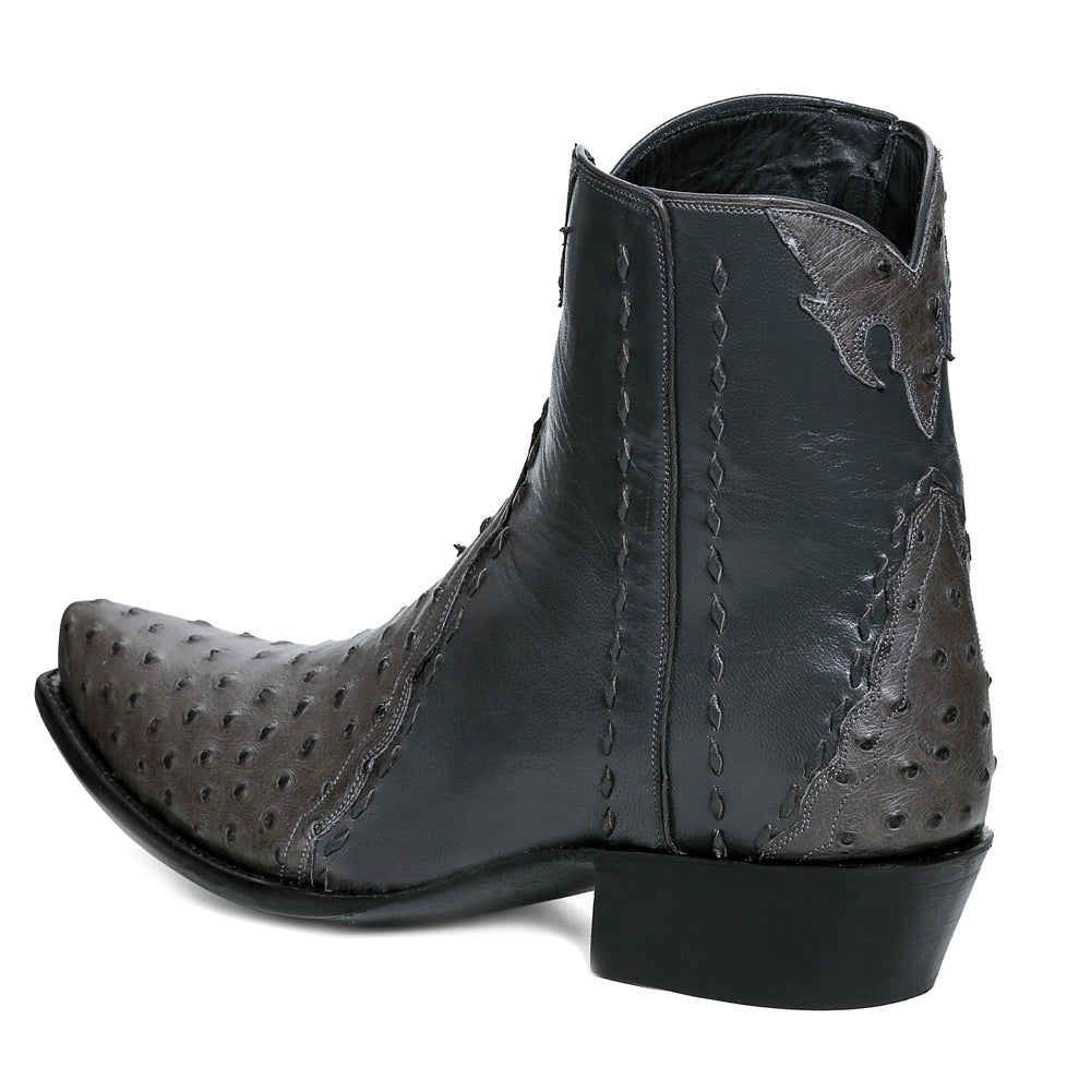 Ostrich with Calf Ankle Zipper - Anthracite