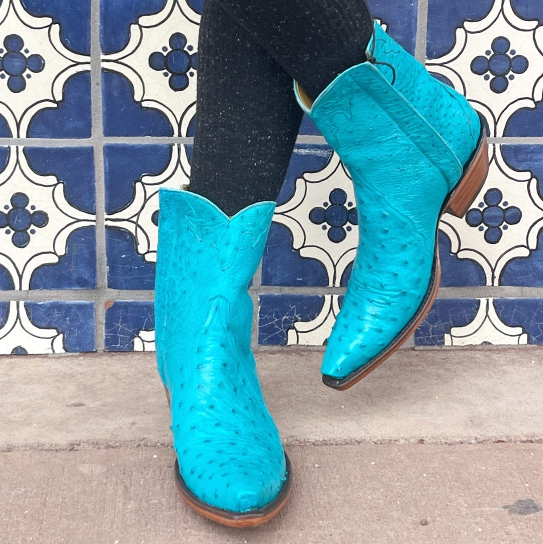 Ostrich Ankle Zipper - Crystal Blue - Back at the Ranch