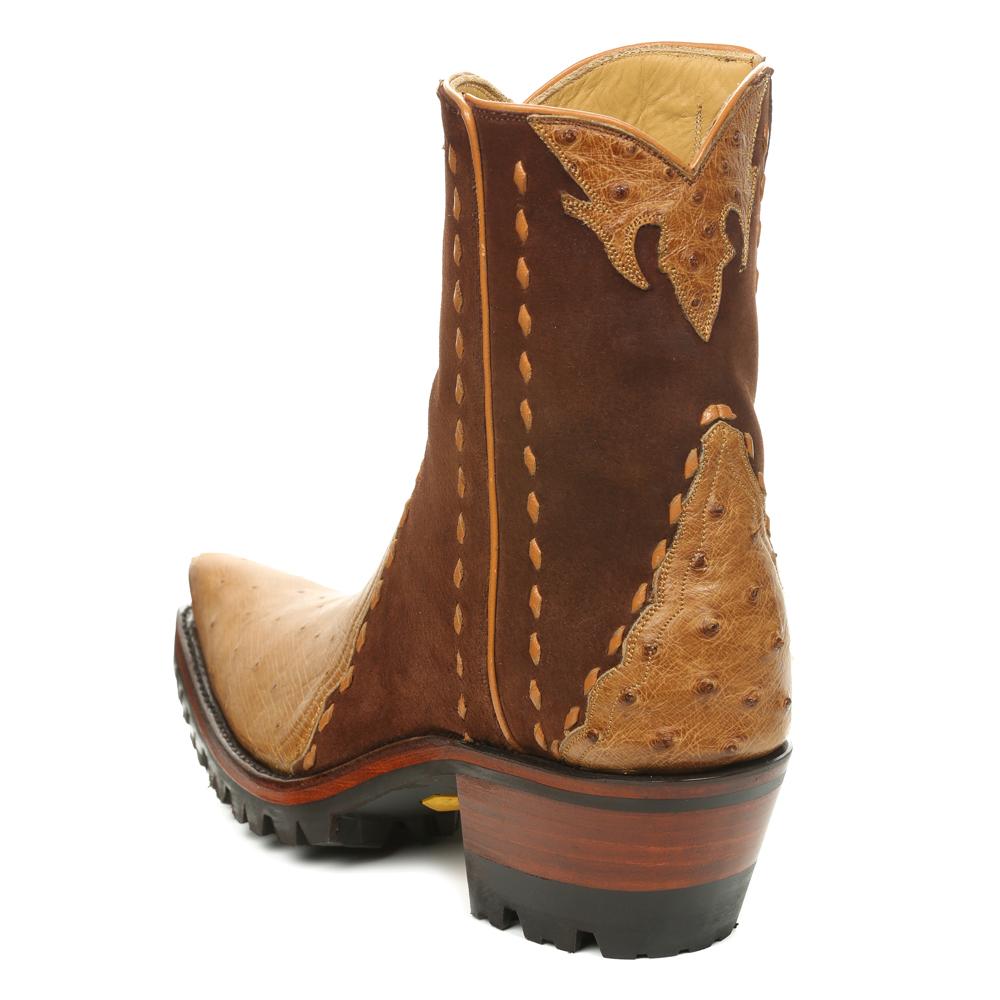 Ostrich with Nubuck Ankle Zipper with Vibram - Antique Saddle - Back at the Ranch