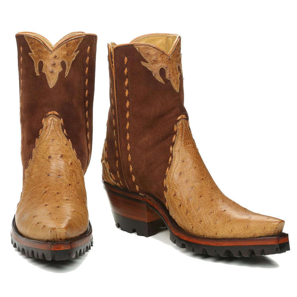 Ostrich with Nubuck Ankle Zipper with Vibram - Antique Saddle - Back at the Ranch