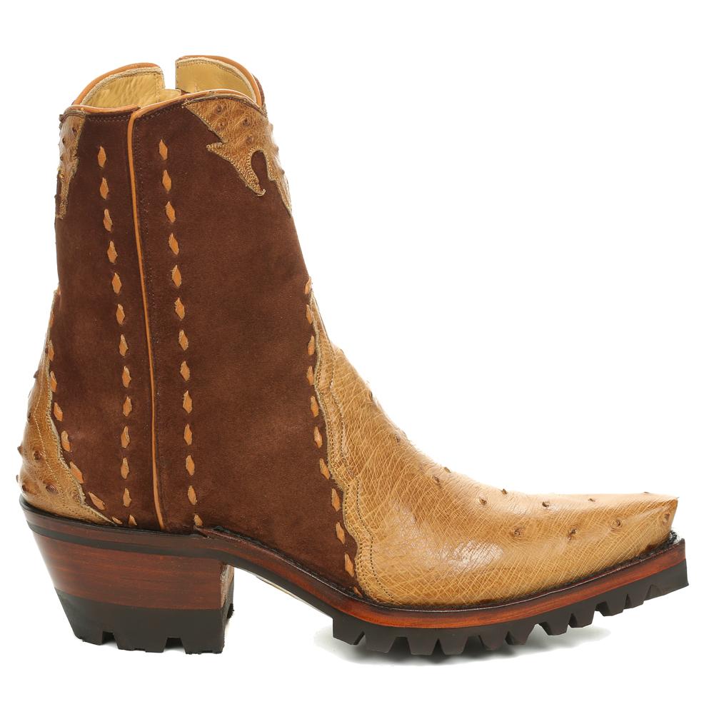 Ostrich with Nubuck Ankle Zipper with Vibram - Antique Saddle - Back at the Ranch