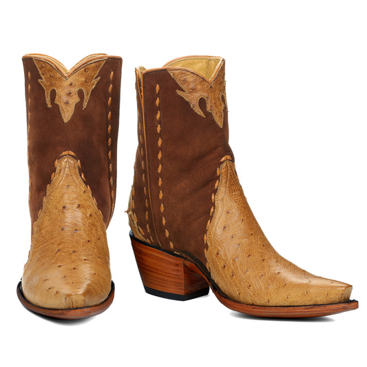 Ostrich with Nubuck Ankle Zipper - Antique Saddle - Back at the Ranch
